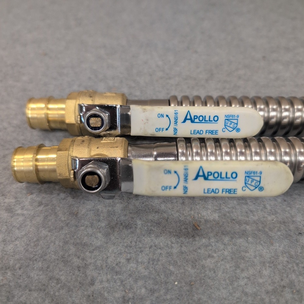 Apollo PEX-A Corrugated Stainless Steel Water Heater Connector Ball Valve 2 Pack
